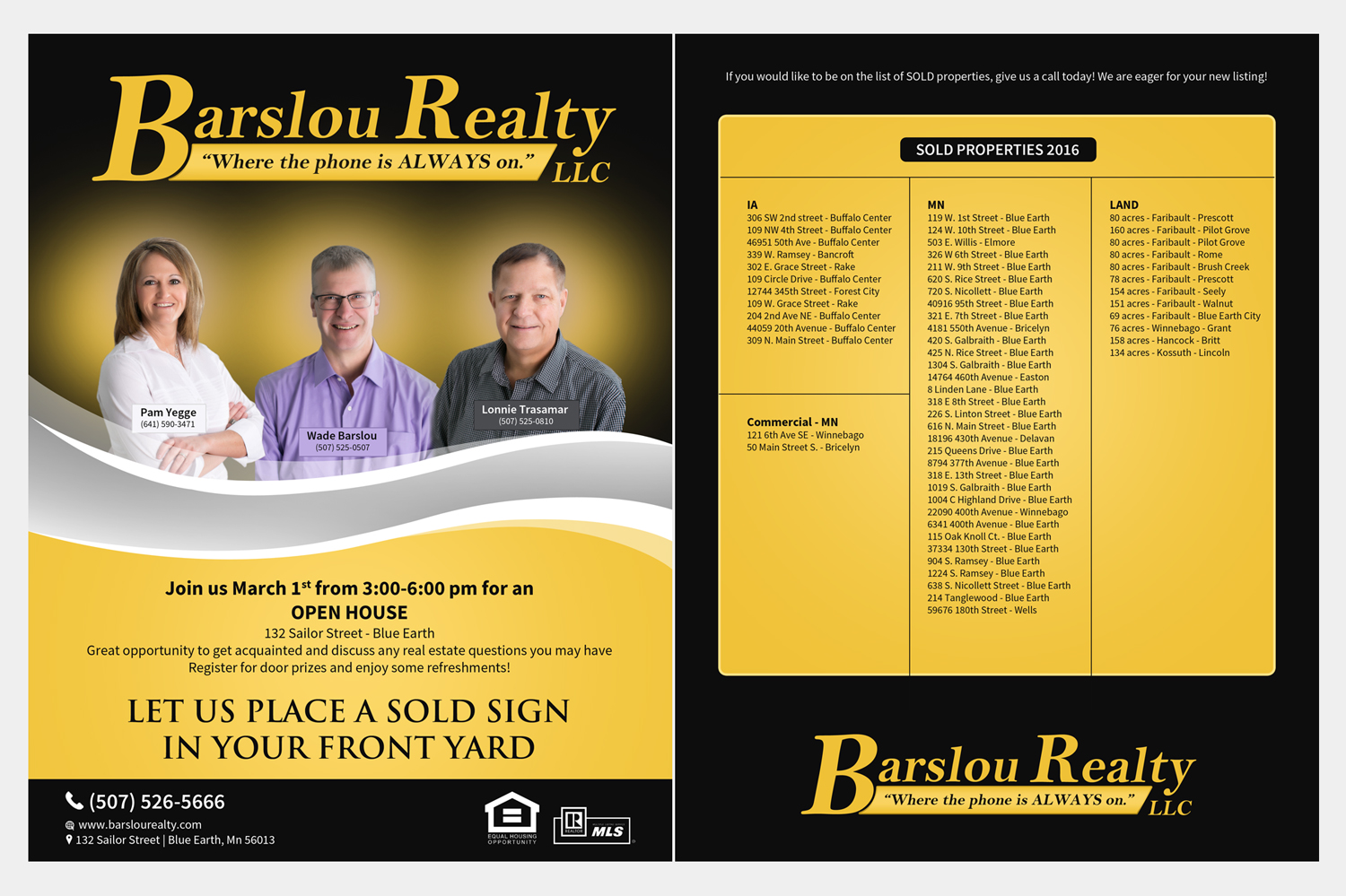 Diseño de Flyer por Gfx.26™ para Barslou Realty, LLC | Diseño #13504384