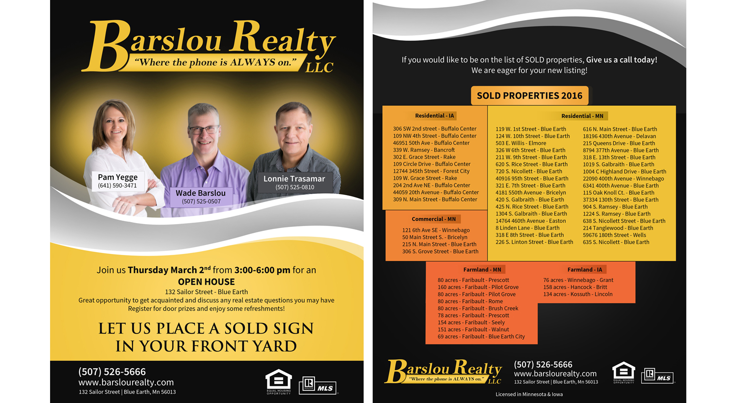 Flyer Design by Gfx.26™ for Barslou Realty, LLC | Design #13595051