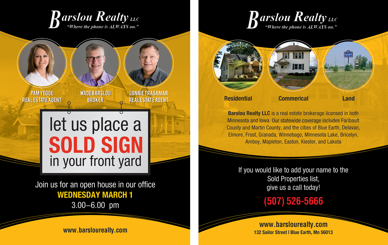 Diseño de Flyer por D Creative para Barslou Realty, LLC | Diseño #13438372
