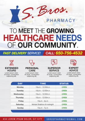 Flyer-Design von Ichansanity für S Bros Pharmacy | Design: #13402658