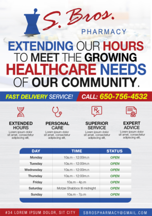 Flyer-Design von Ichansanity für S Bros Pharmacy | Design: #13402890