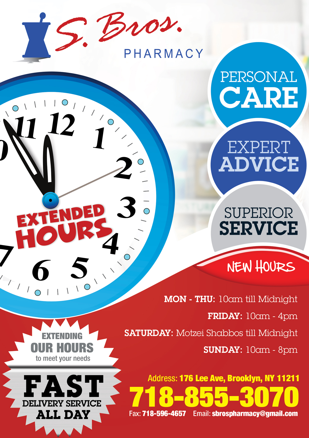 bold serious flyer design for s bros pharmacy by urbainfx design store hours flyer