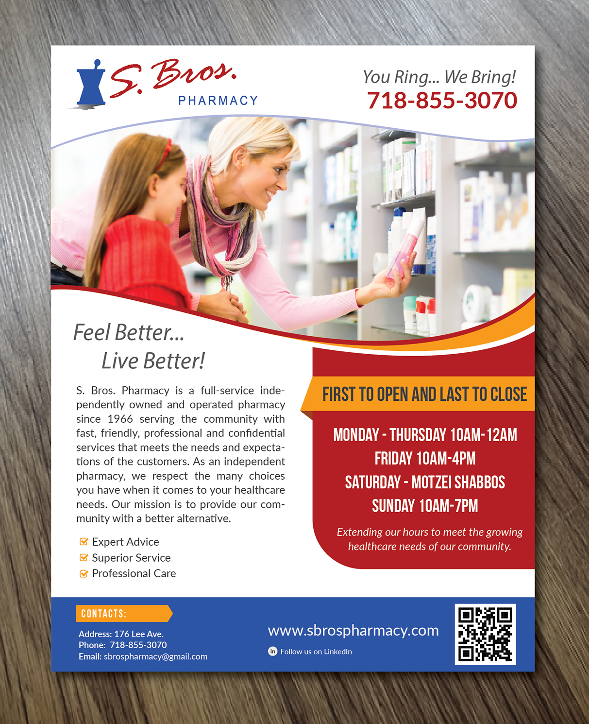 Flyer Design by Alexandar for S Bros Pharmacy | Design #13356184