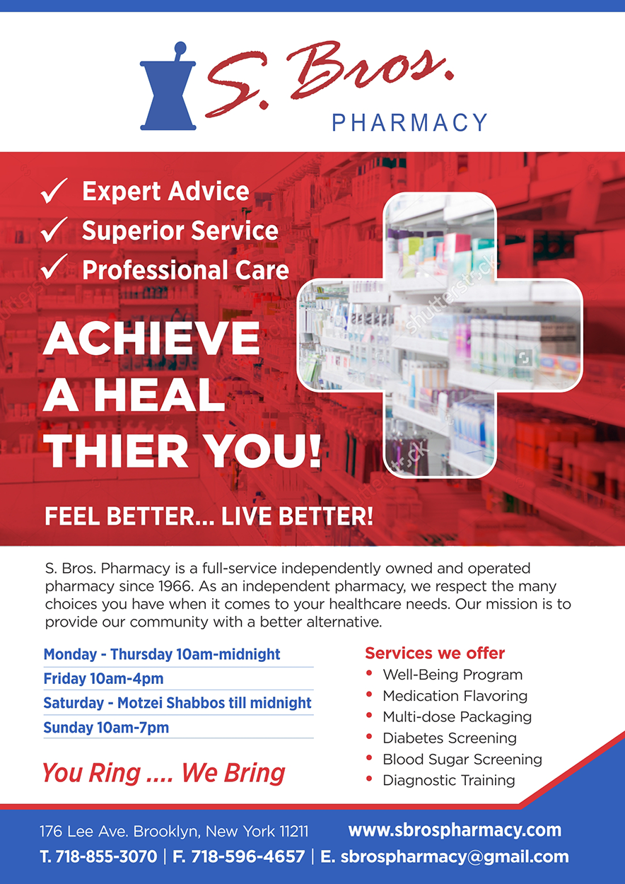 Diseño de Flyer por D Creative para S Bros Pharmacy | Diseño #13402304