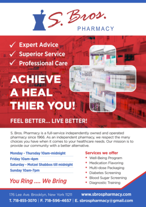 Flyer Design by D Creative for S Bros Pharmacy | Design: #13402304