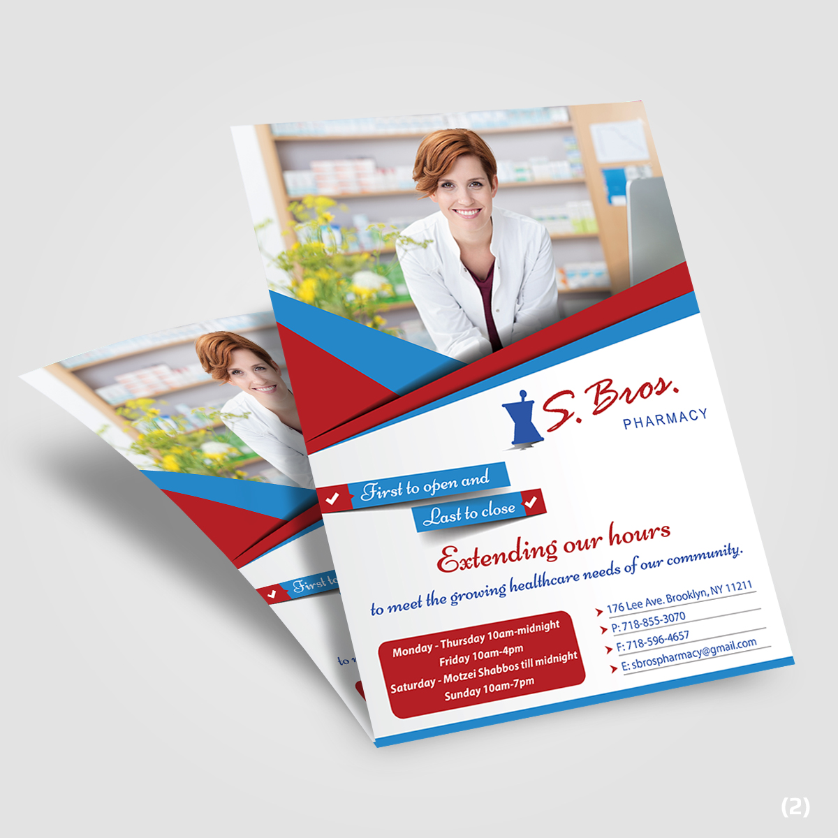 bold serious flyer design for s bros pharmacy by store hours flyer