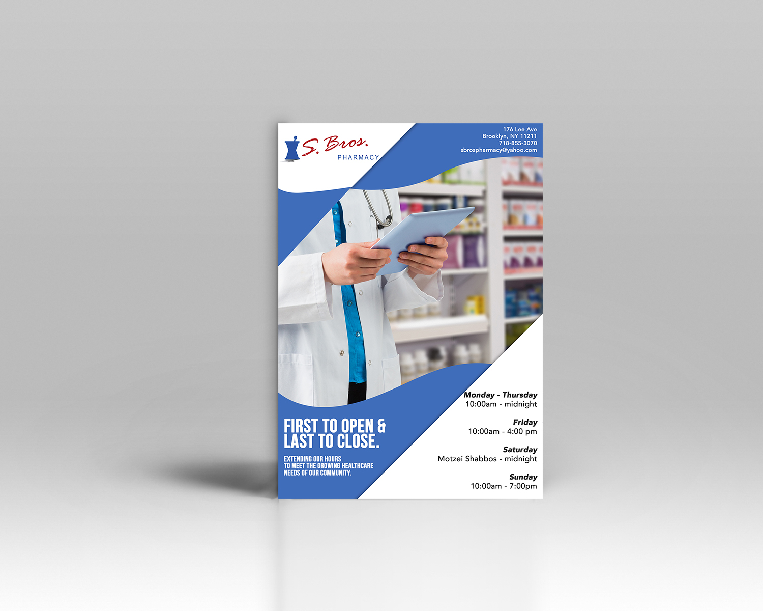 Flyer Design by Luniere Designs for S Bros Pharmacy | Design #13396468