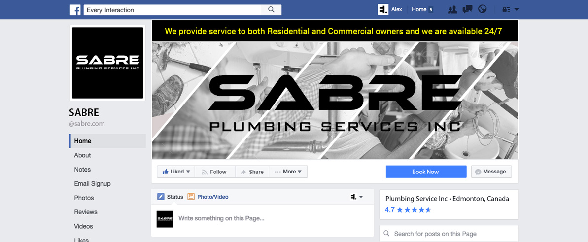 Facebook Design by rdesign12 for Sabre Plumbing Services | Design #13448038
