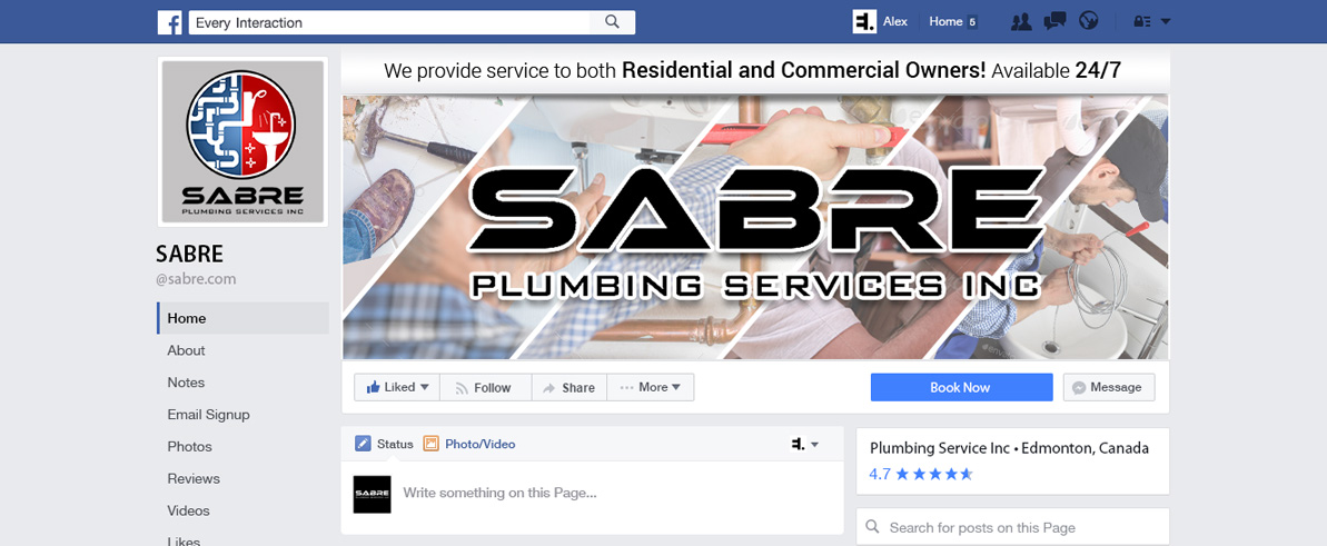 Facebook Design by rdesign12 for Sabre Plumbing Services | Design #13462699
