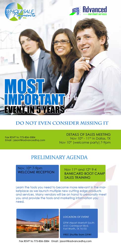 Einladungs-Design von Jins Joseph für Advanced Merchant Services | Design #2465634