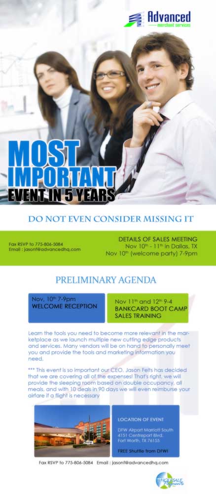 Einladungs-Design von Jins Joseph für Advanced Merchant Services | Design #2469572