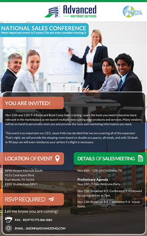 Invitation Design by Lucky Striker for Advanced Merchant Services | Design: #2480274