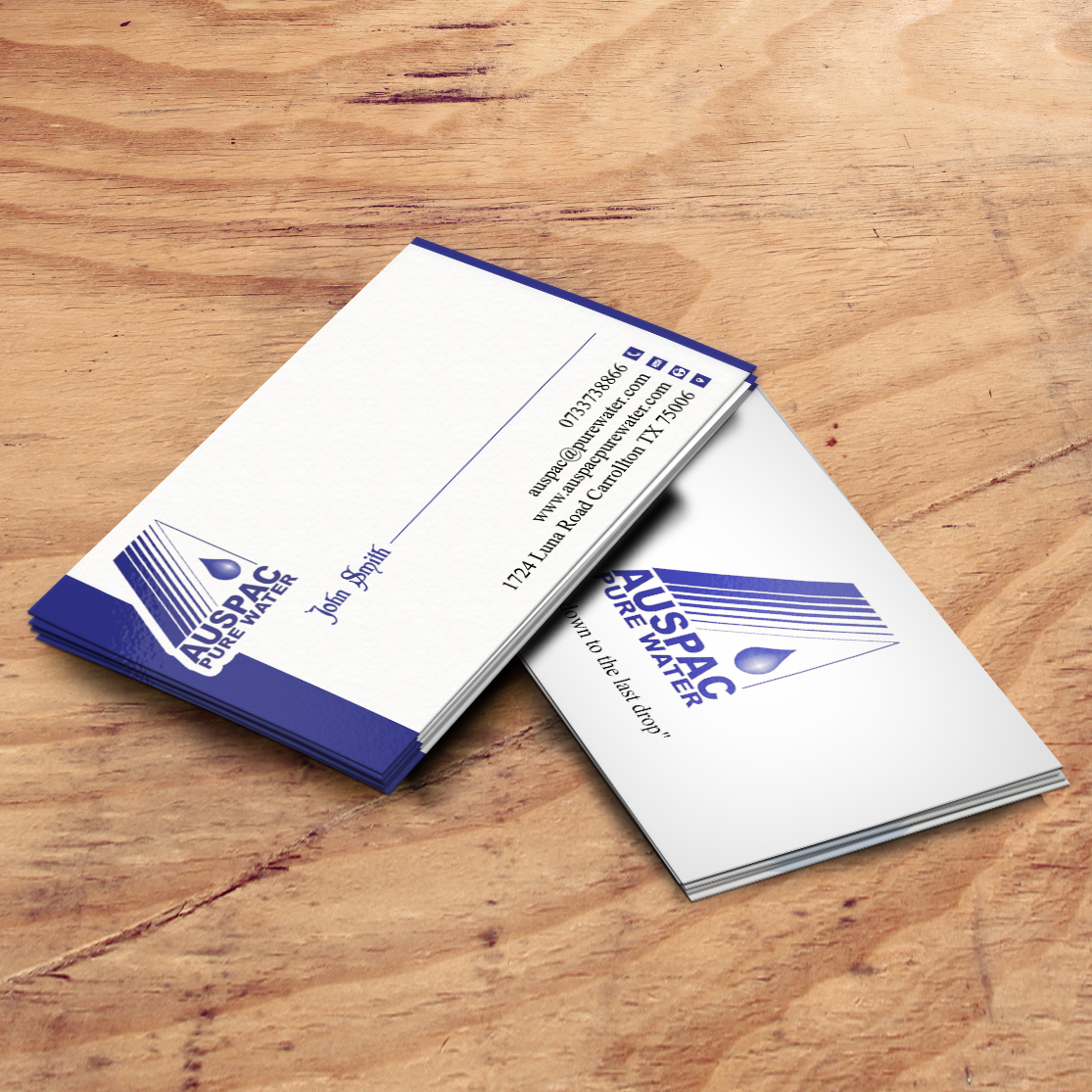 Business Card Design by Pixi Dust for Auspac Pure Water P/L | Design #13401668