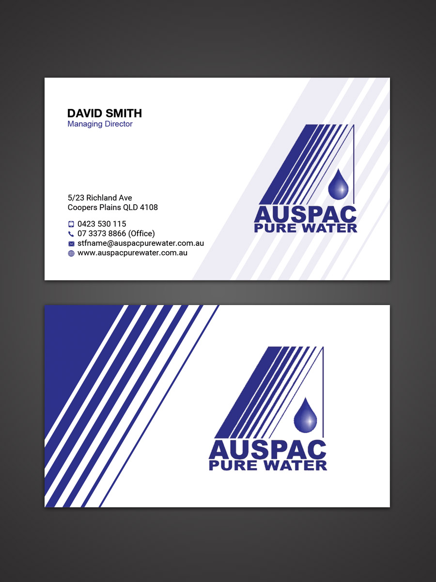 Business Card Design by Sandaruwan for Auspac Pure Water P/L | Design #13396881