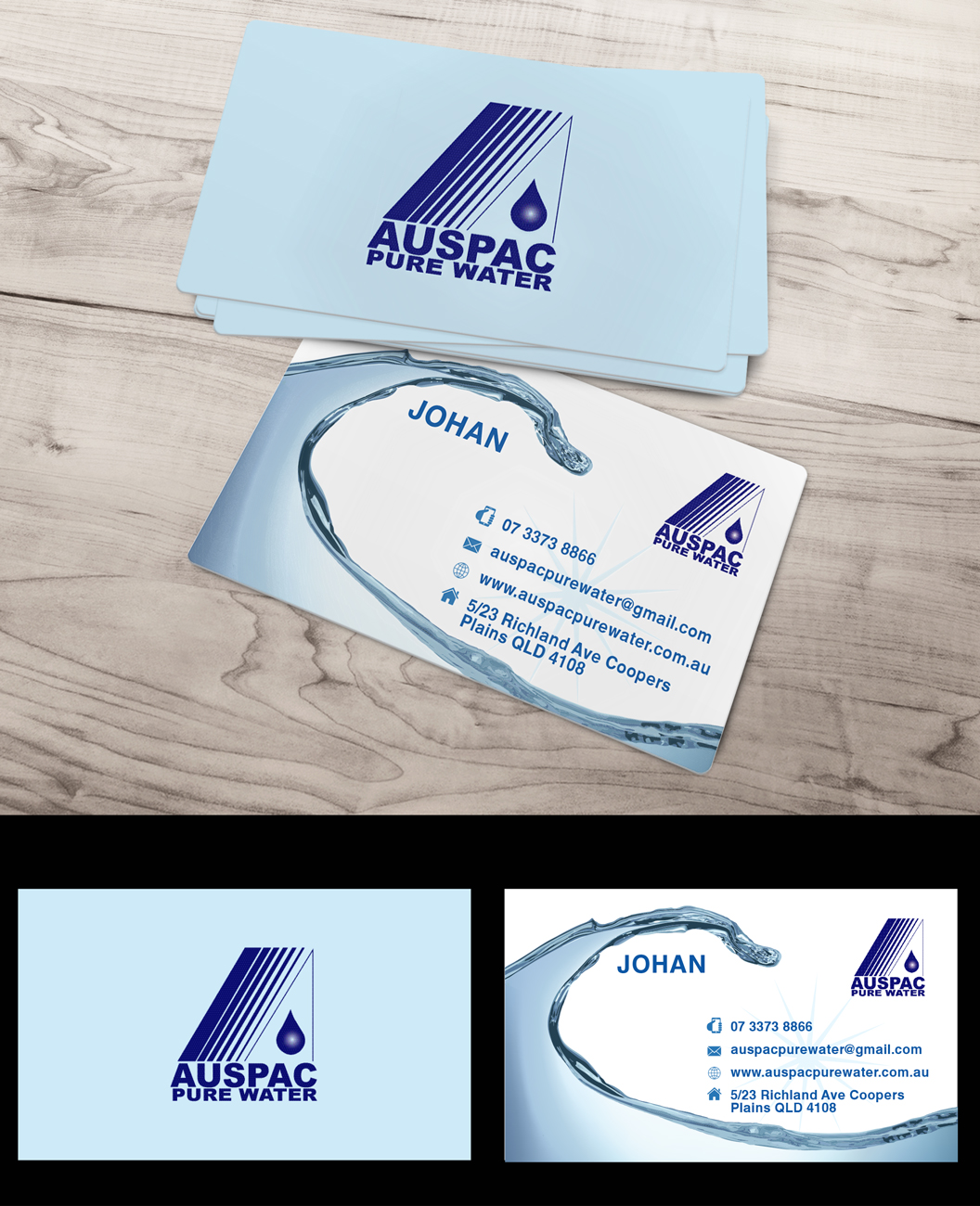 Business Card Design by Impressive Solutions for Auspac Pure Water P/L | Design #13395810