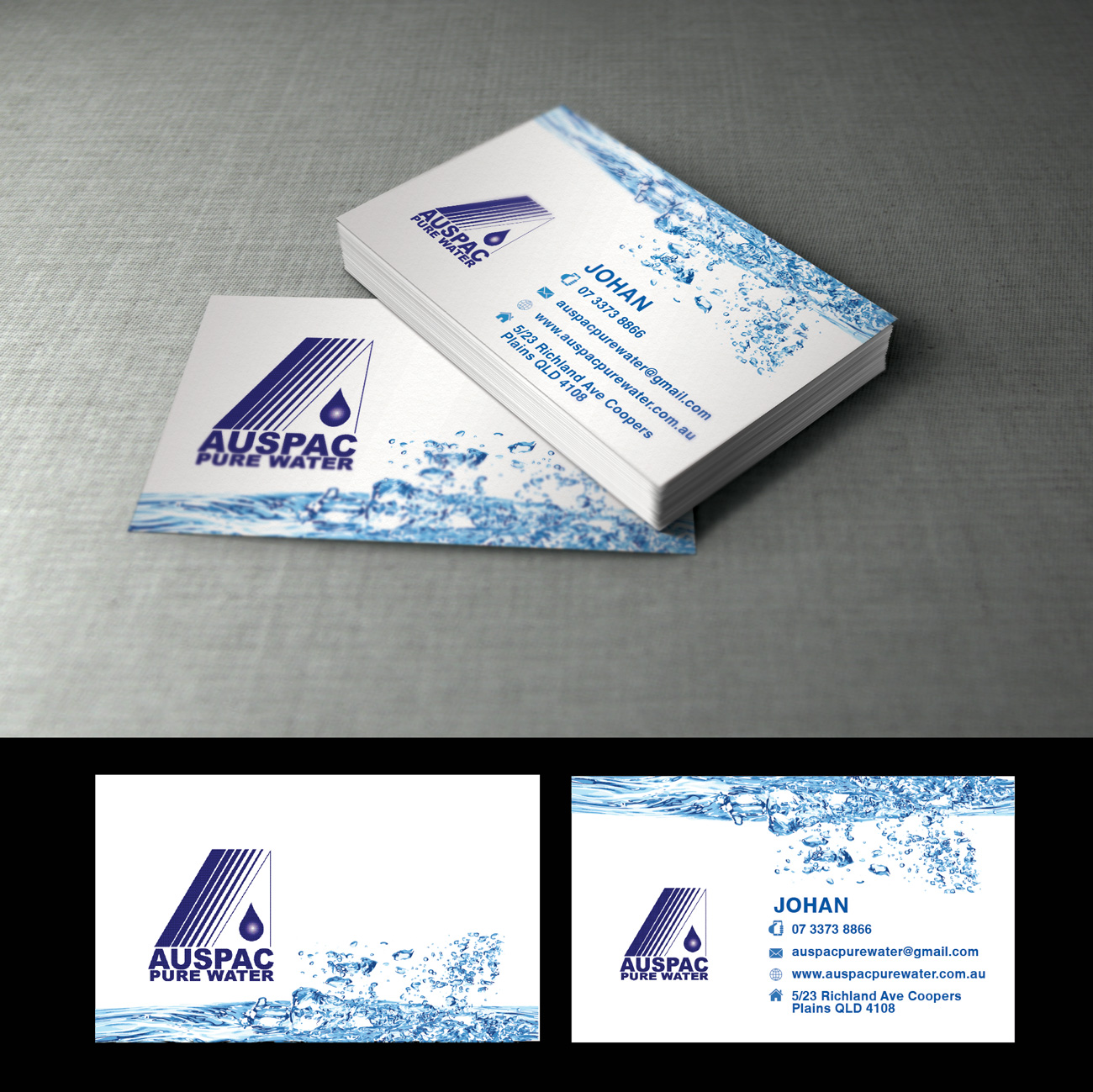 Business Card Design by Impressive Solutions for Auspac Pure Water P/L | Design #13395811