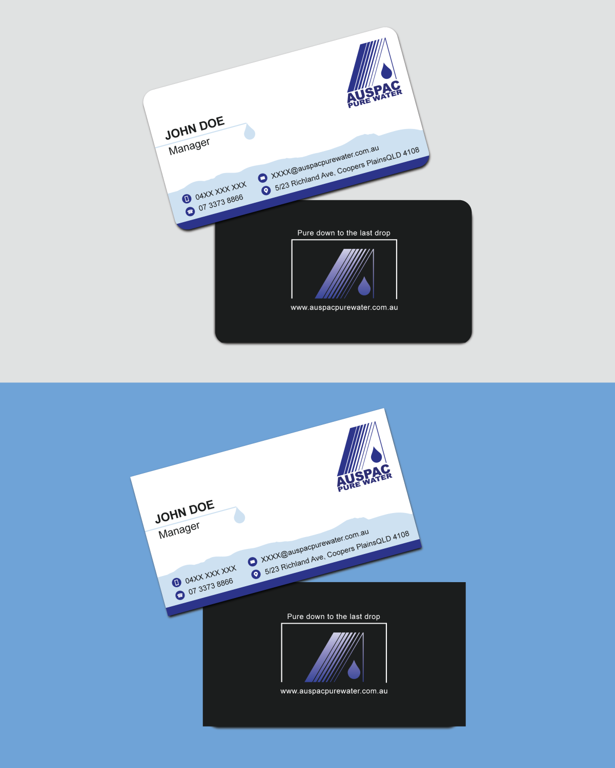 Business Card Design by JK18 for Auspac Pure Water P/L | Design #13395741