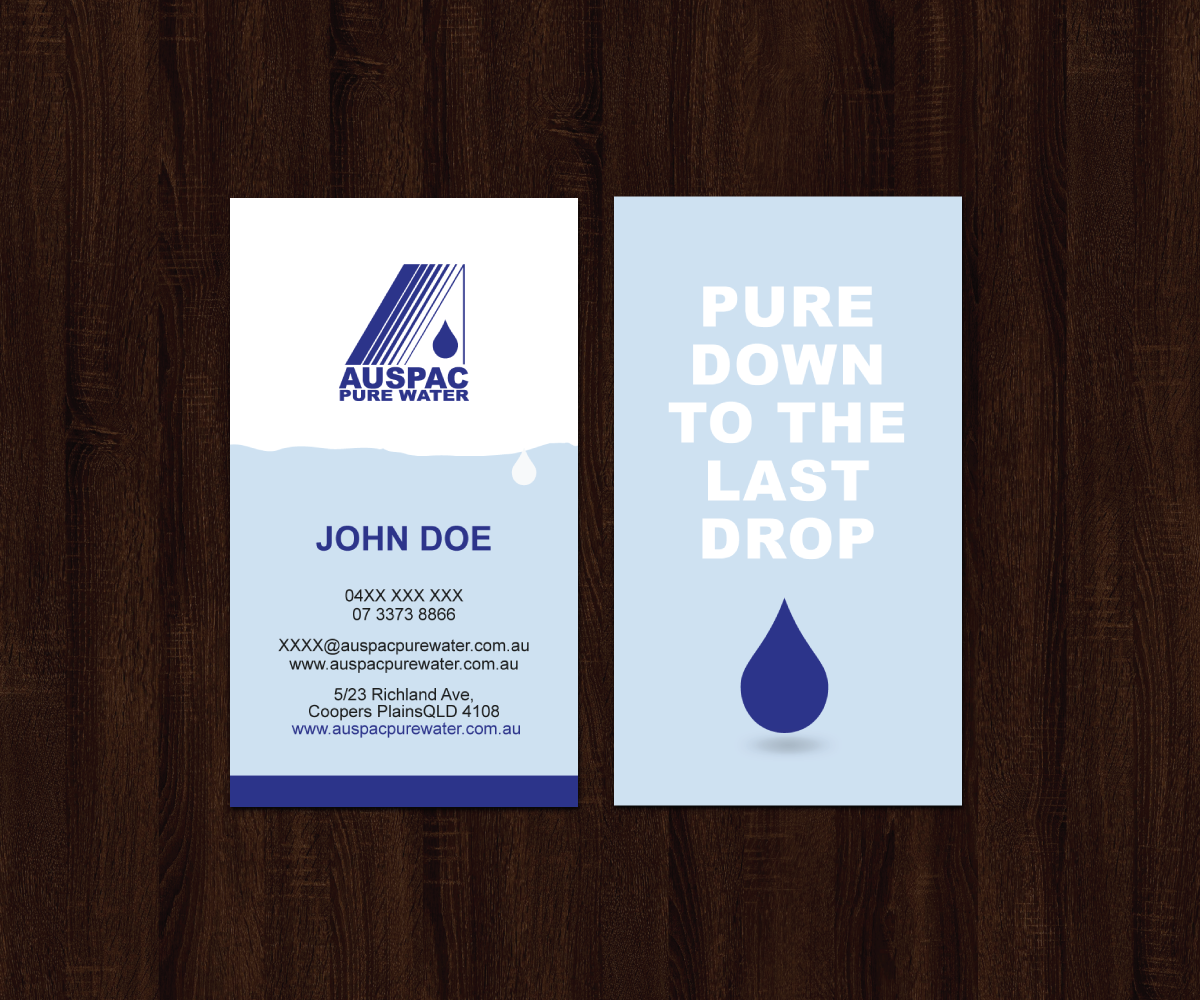 Business Card Design by JK18 for Auspac Pure Water P/L | Design #13408981