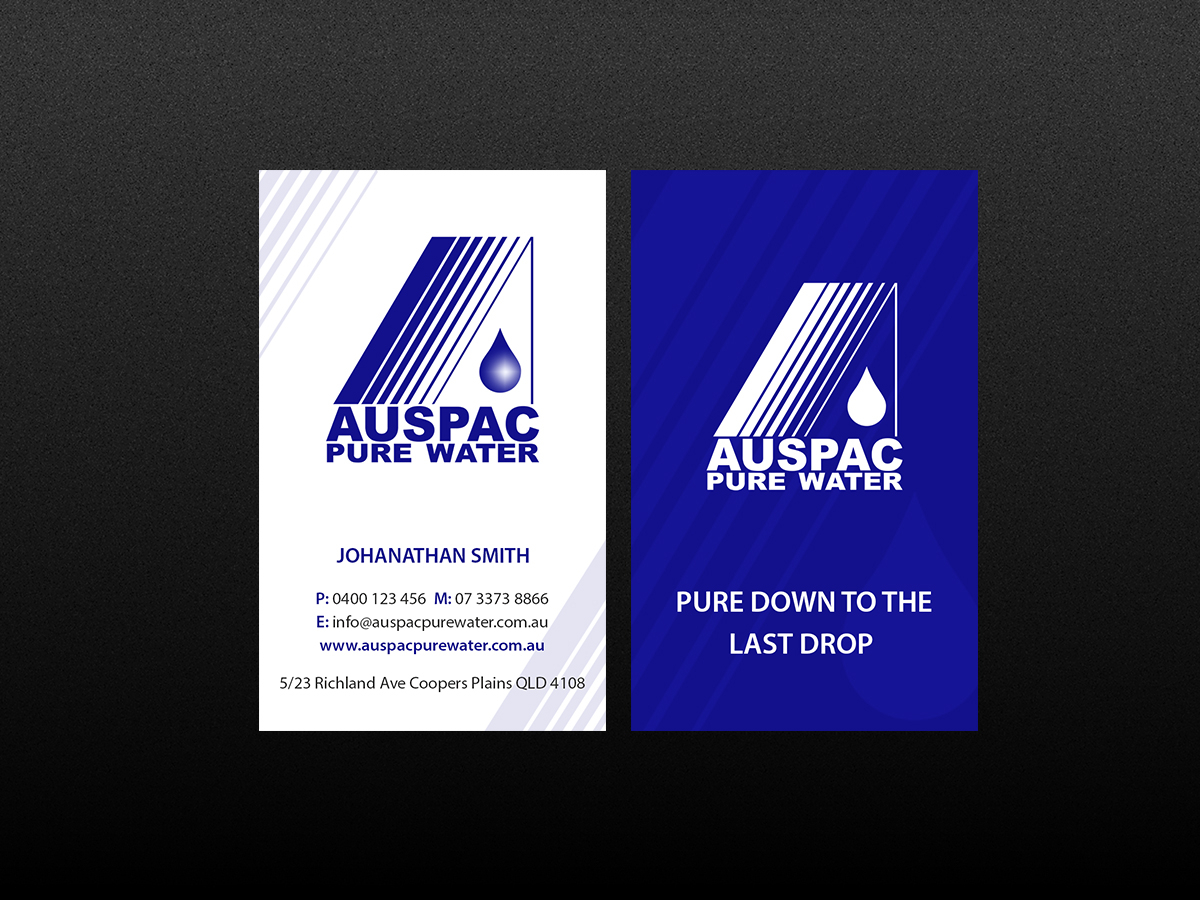 Business Card Design by Creations Box 2015 for Auspac Pure Water P/L | Design #13402741