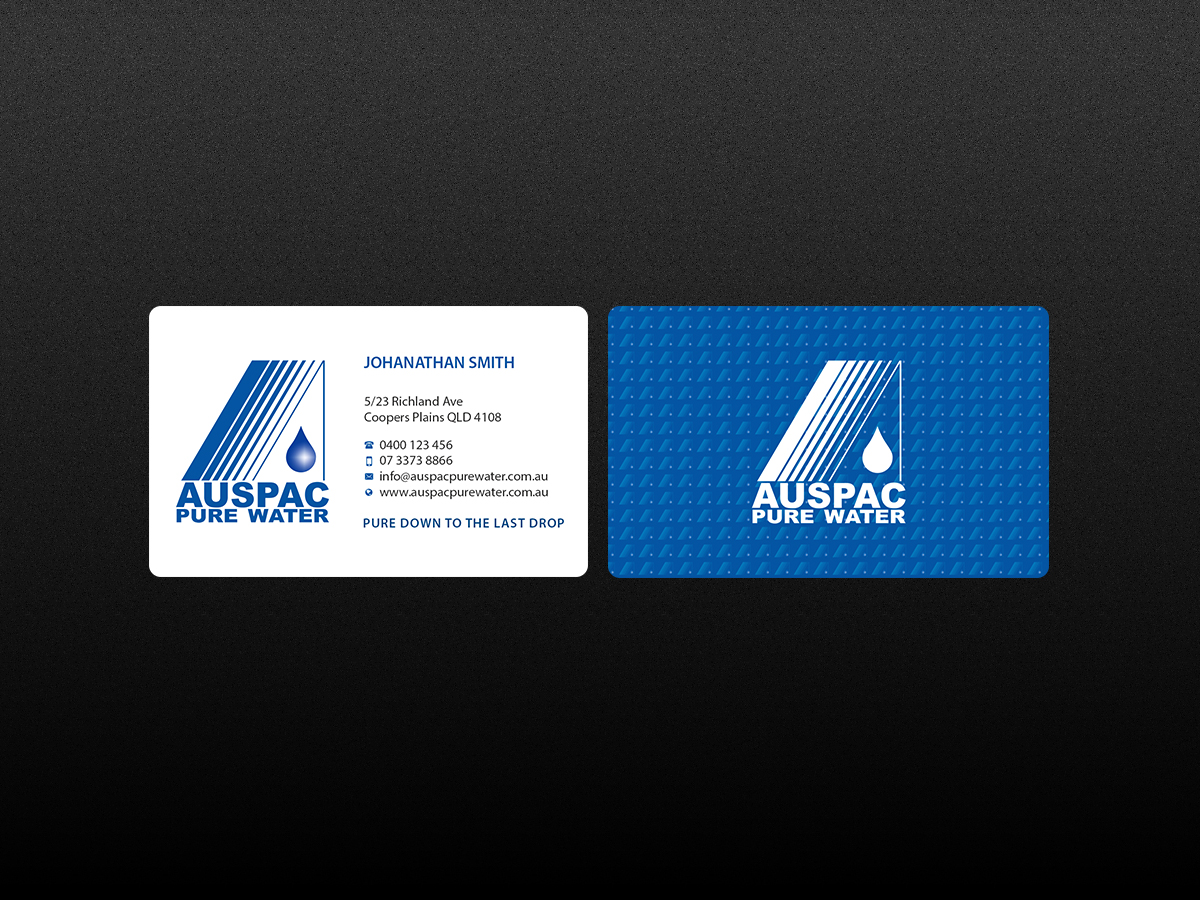 Business Card Design by Creations Box 2015 for Auspac Pure Water P/L | Design #13402744