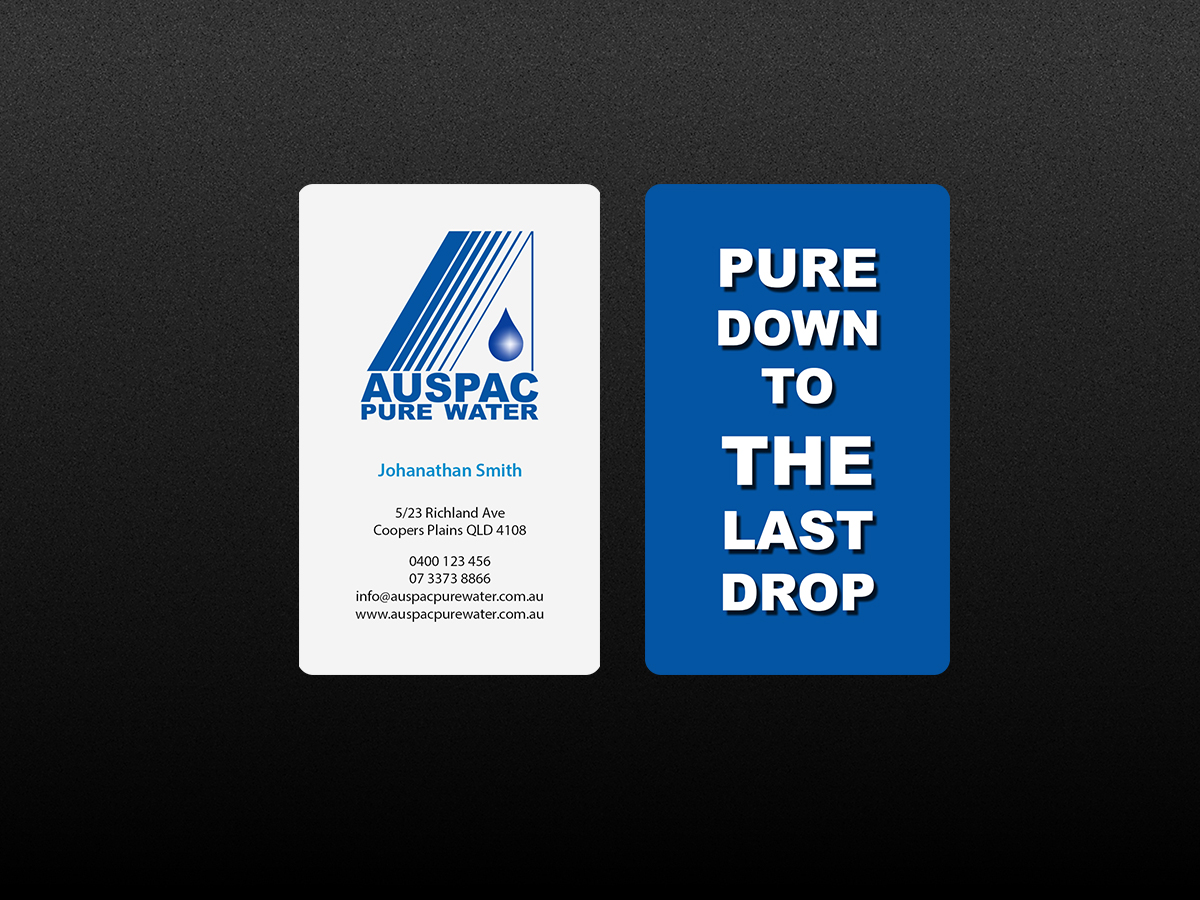 Business Card Design by Creations Box 2015 for Auspac Pure Water P/L | Design #13402753