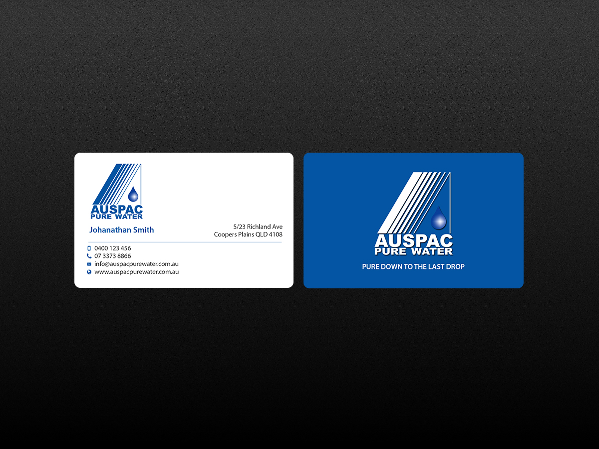 Business Card Design by Creations Box 2015 for Auspac Pure Water P/L | Design #13402757