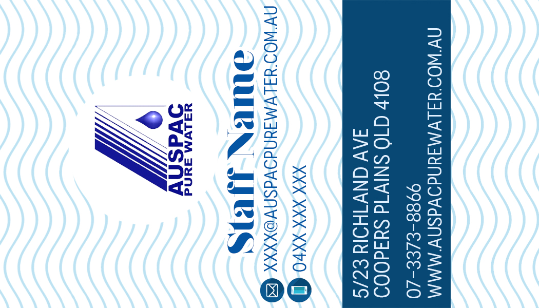 Business Card Design by tanieyah for Auspac Pure Water P/L | Design #13396405