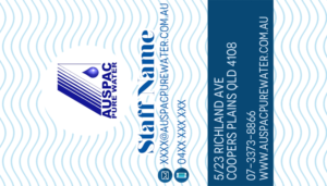 Visitenkarten-Design von tanieyah für Auspac Pure Water P/L | Design: #13396405