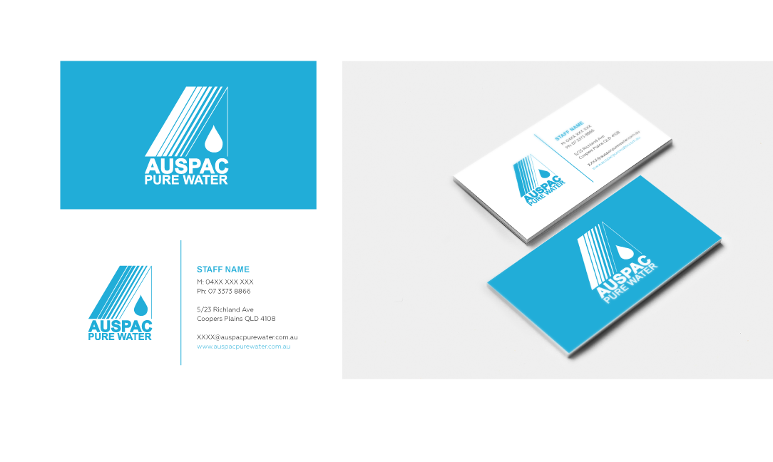 Diseño de Tarjeta de Presentación por sarahtelferdesign para Auspac Pure Water P/L | Diseño #13393017