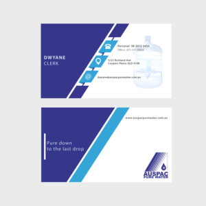 Business Card Design by dpdeb21 for Auspac Pure Water P/L | Design #13392790