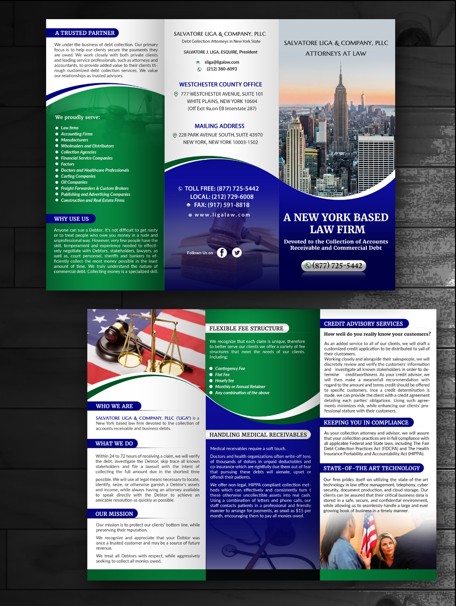 Diseño de Flyer por innovative earth para Salvatore J. Liga, Esq. | Diseño #13449779