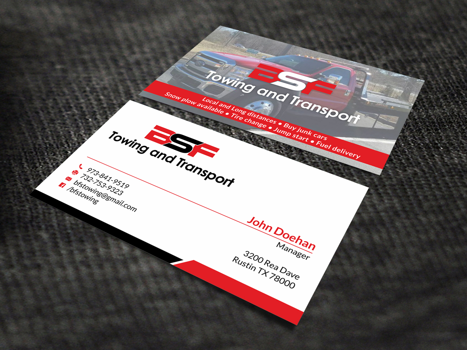Business Card Design by SKYdesign for bfs towing & transport | Design #13418971