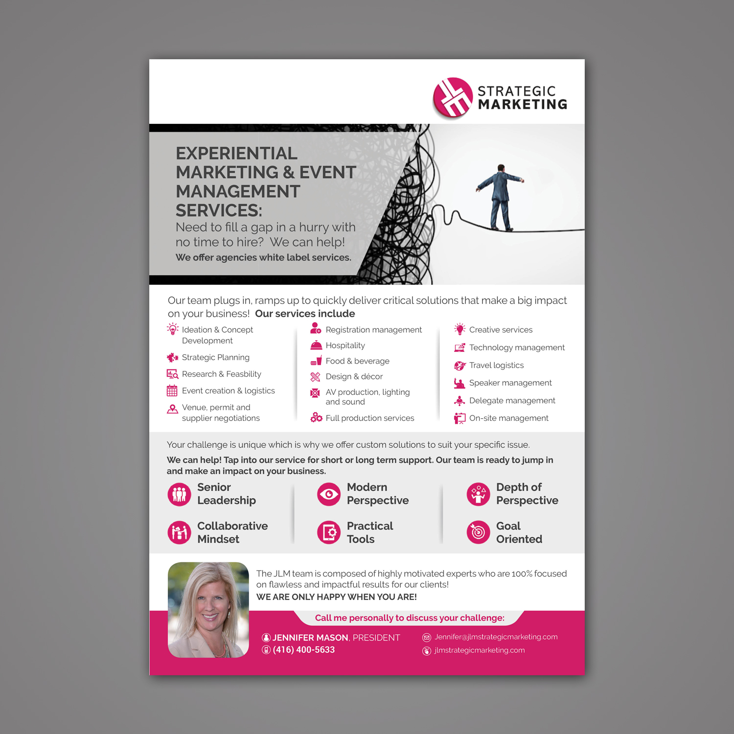 Diseño de Flyer por Mariyam Khan para JLM Strategic Marketing | Diseño #13427383