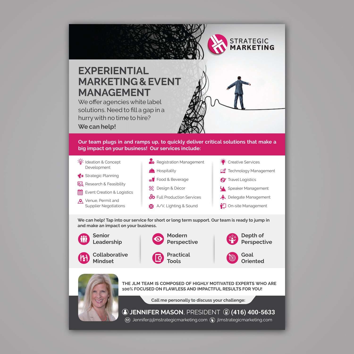 Diseño de Flyer por Mariyam Khan para JLM Strategic Marketing | Diseño #13460737