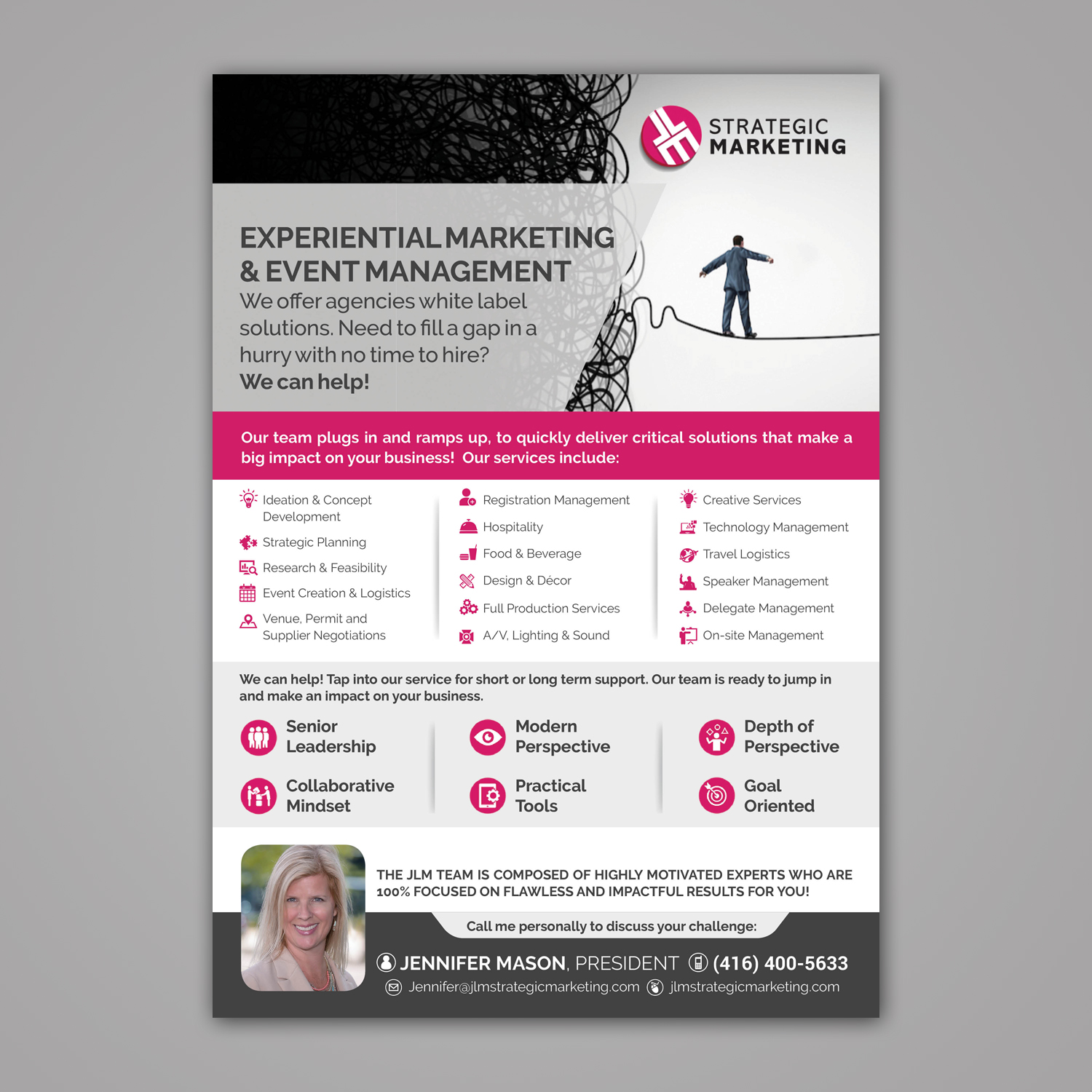 Diseño de Flyer por Mariyam Khan para JLM Strategic Marketing | Diseño #13460781