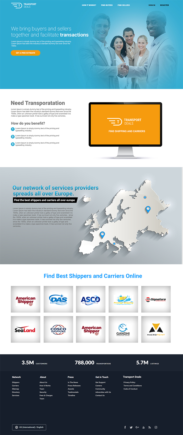 Web Design par usamaatiq7865 pour Transport.deals | Design #13468095