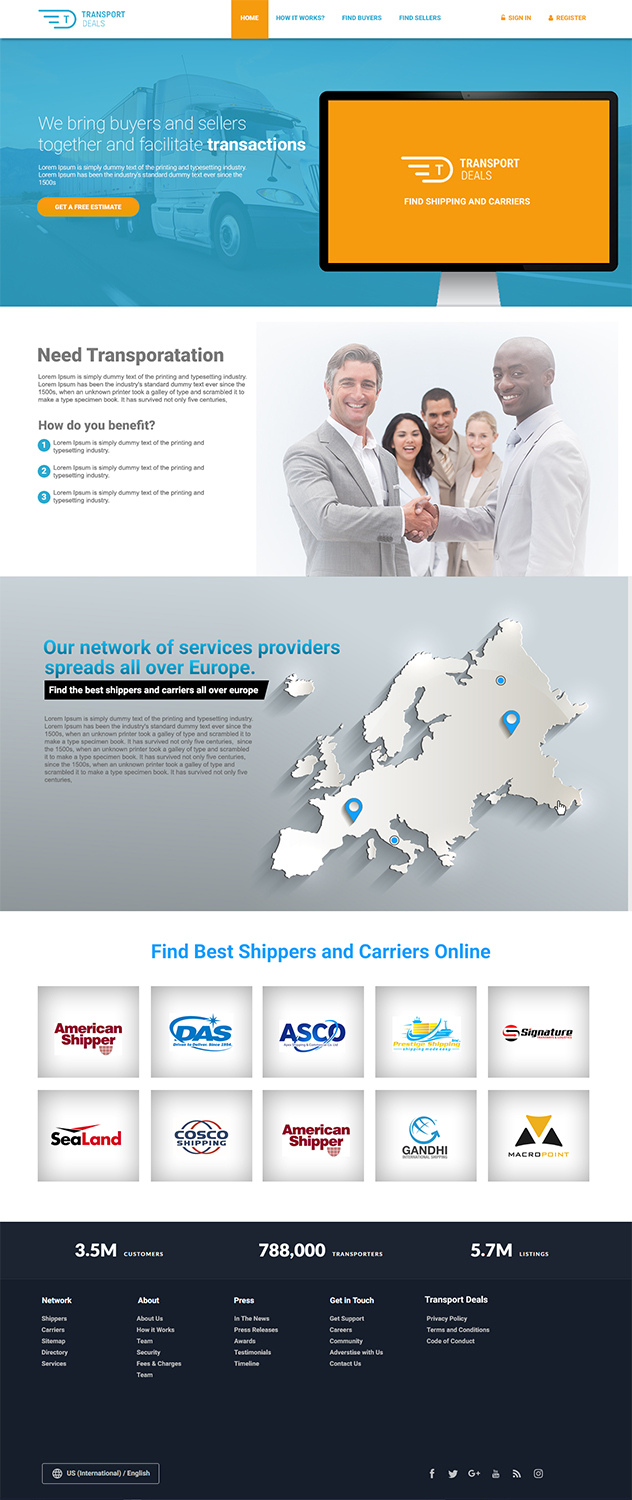 Diseño Web por usamaatiq7865 para Transport.deals | Diseño #13530399