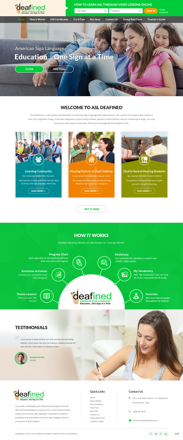 Web Design by pb for ASLdeafined.com | Design #13487395