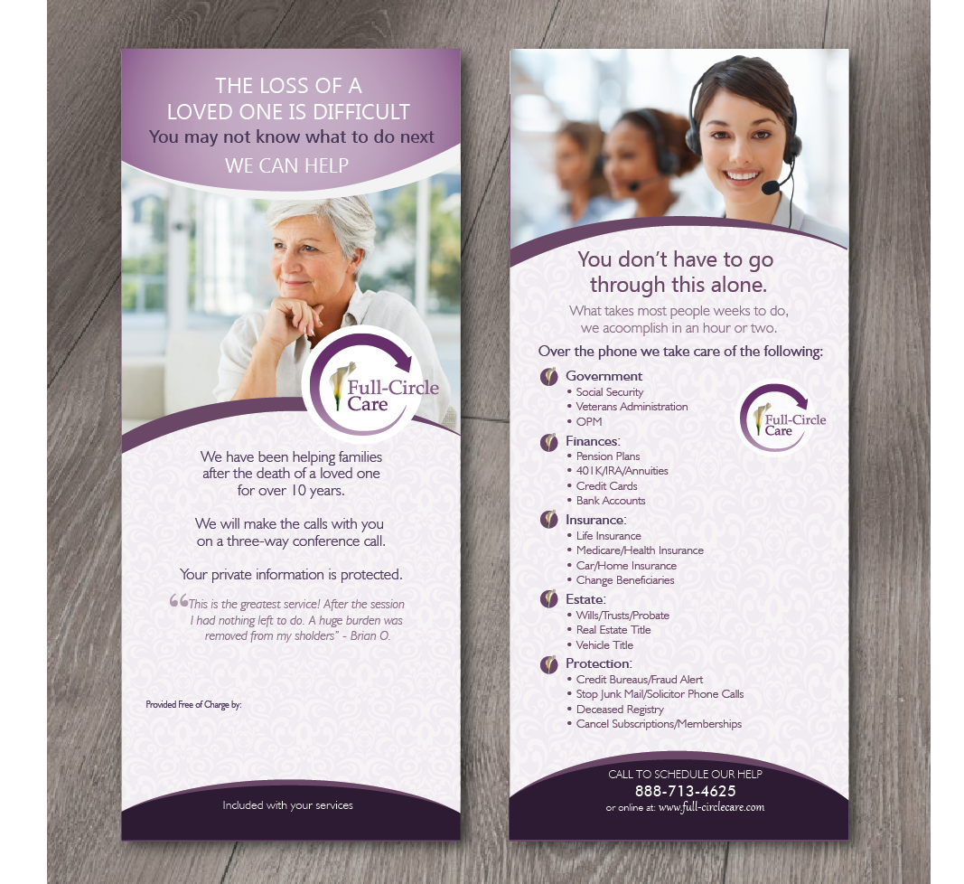 Design de Brochure par alex989 pour Full-Circle Aftercare | Design #13597975