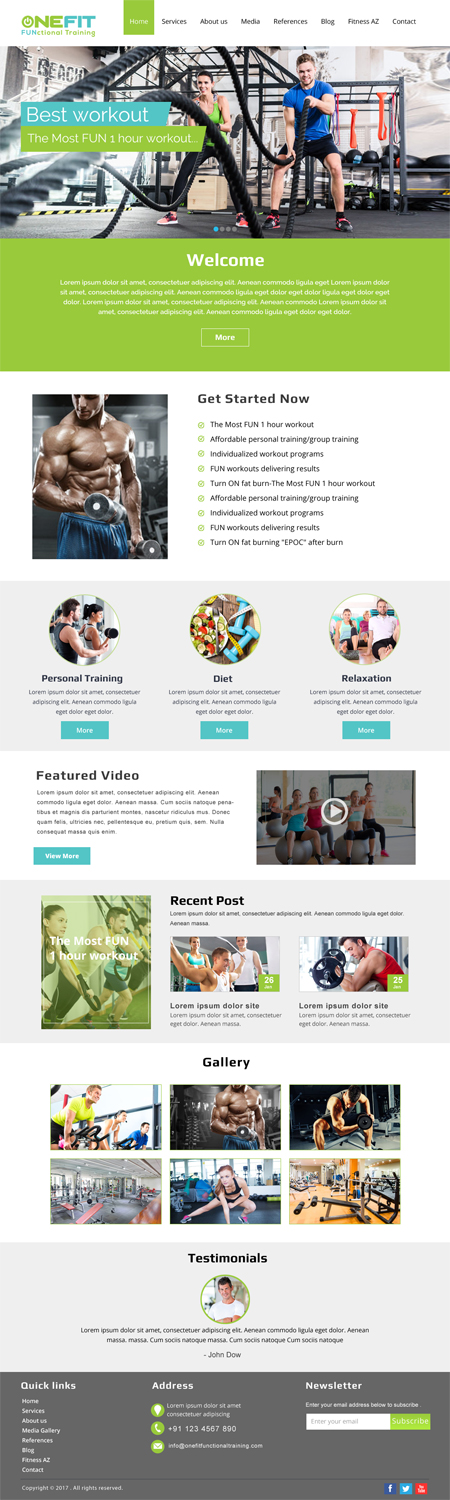 Web Design par SURYA pour OneFIT Training  | Design #13522098