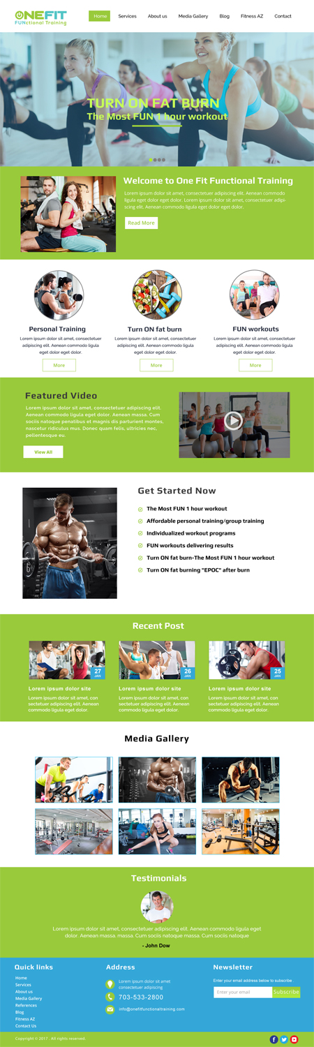 Web Design par SURYA pour OneFIT Training  | Design #13580770