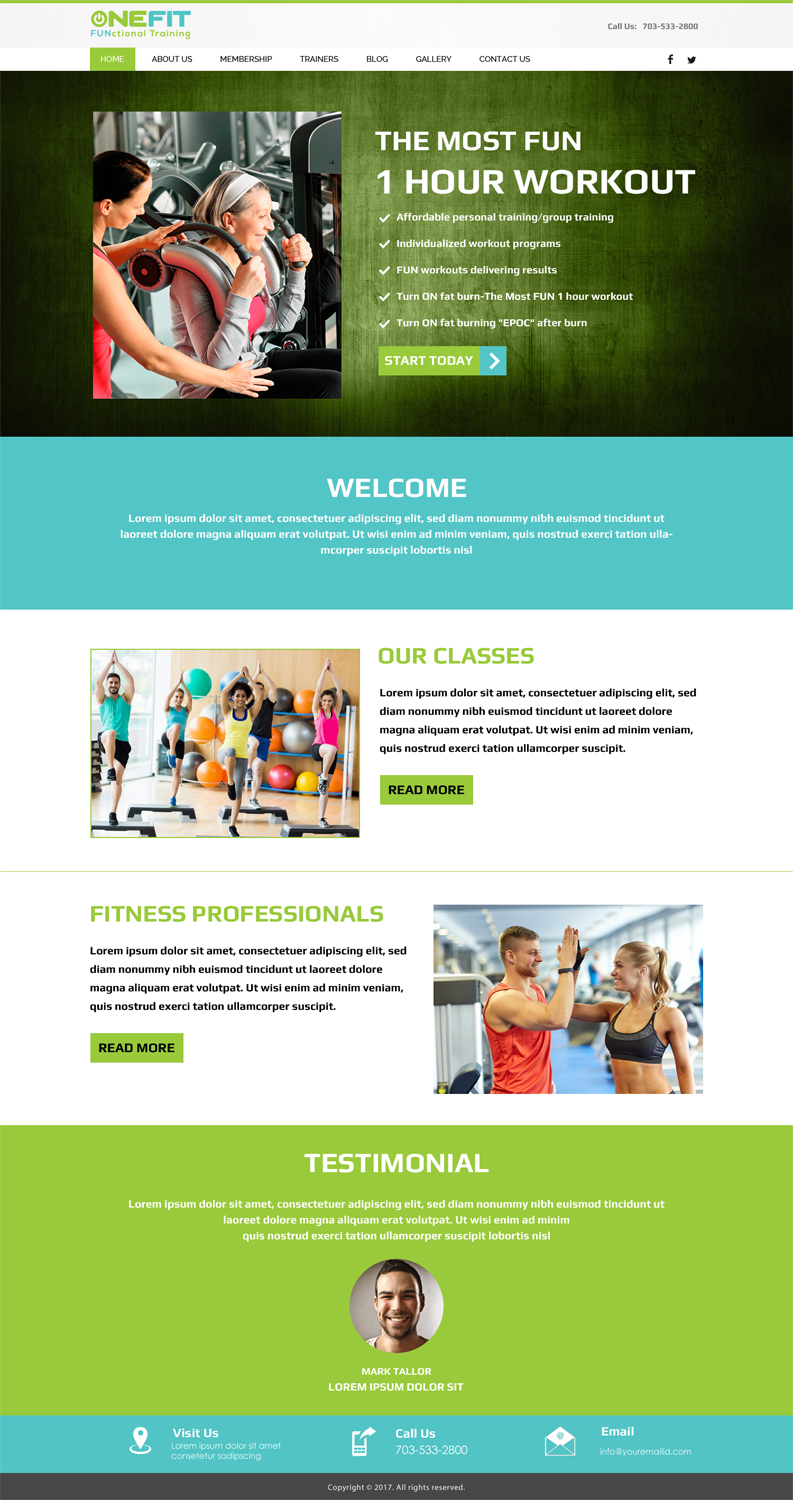 Web Design by SURYA for OneFIT Training  | Design #13615936