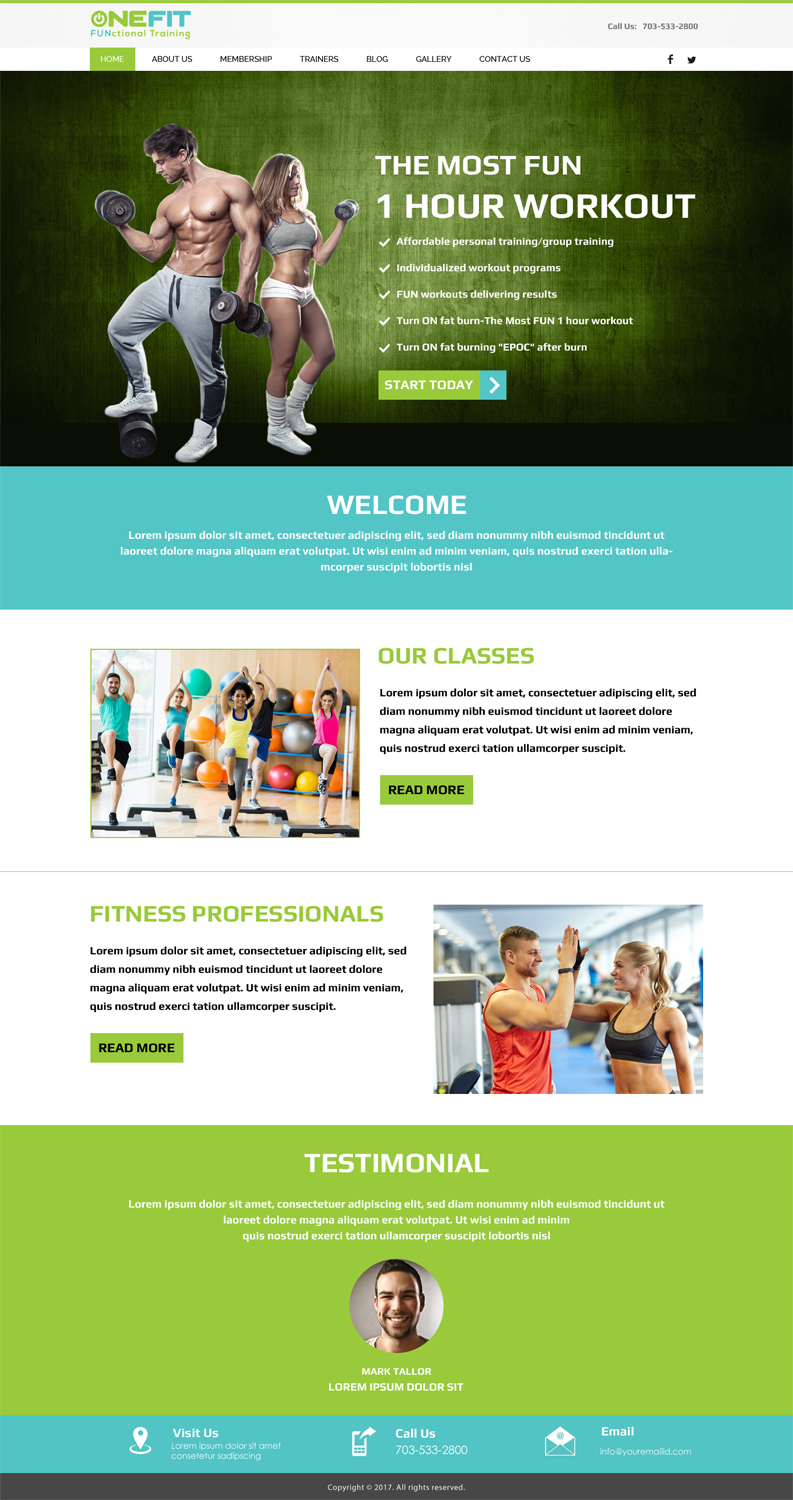 Web Design par SURYA pour OneFIT Training  | Design #13615937
