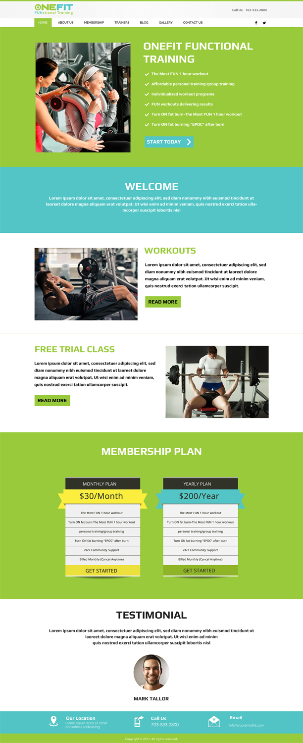 Web Design par SURYA pour OneFIT Training  | Design #13629102