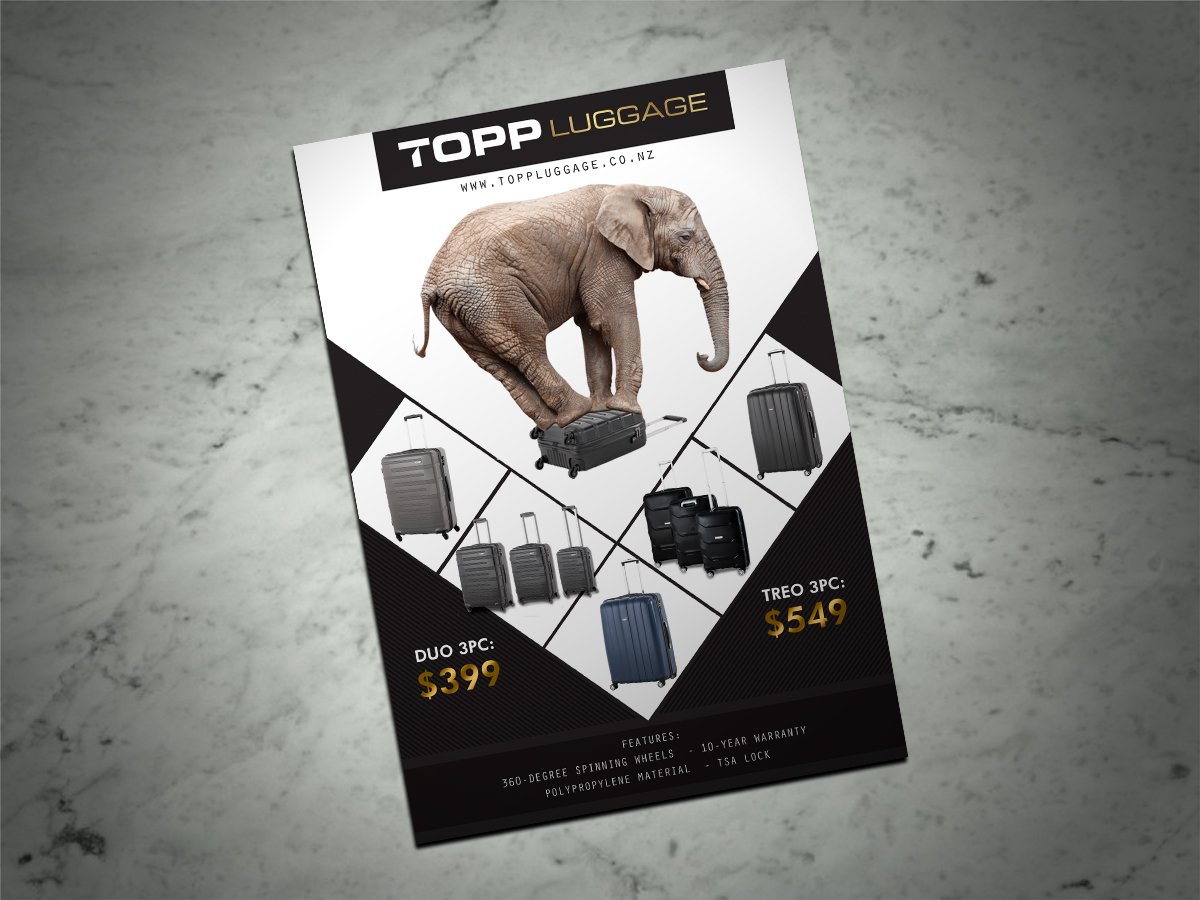 Flyer Design by Scorpius design for Topp Luggage | Design #13500588