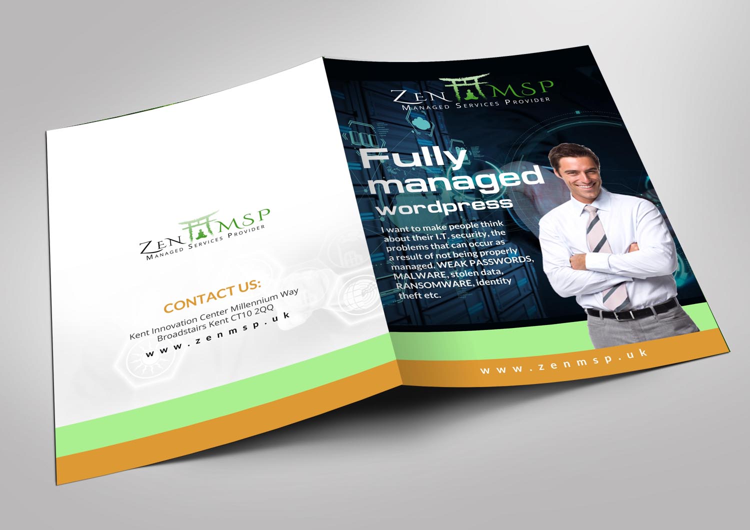 bold modern business flyer design for zen managed services by