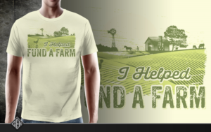 I Helped FUND a Farm T-SHIRT, Fun, bright vibrant logo with a flavor of vintage. | T-shirt Design by gekgrfx