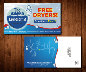 The Baldwin Laundromat - Pre-Opening Marketing Postcard | Diseño de Postal por Designers Hub