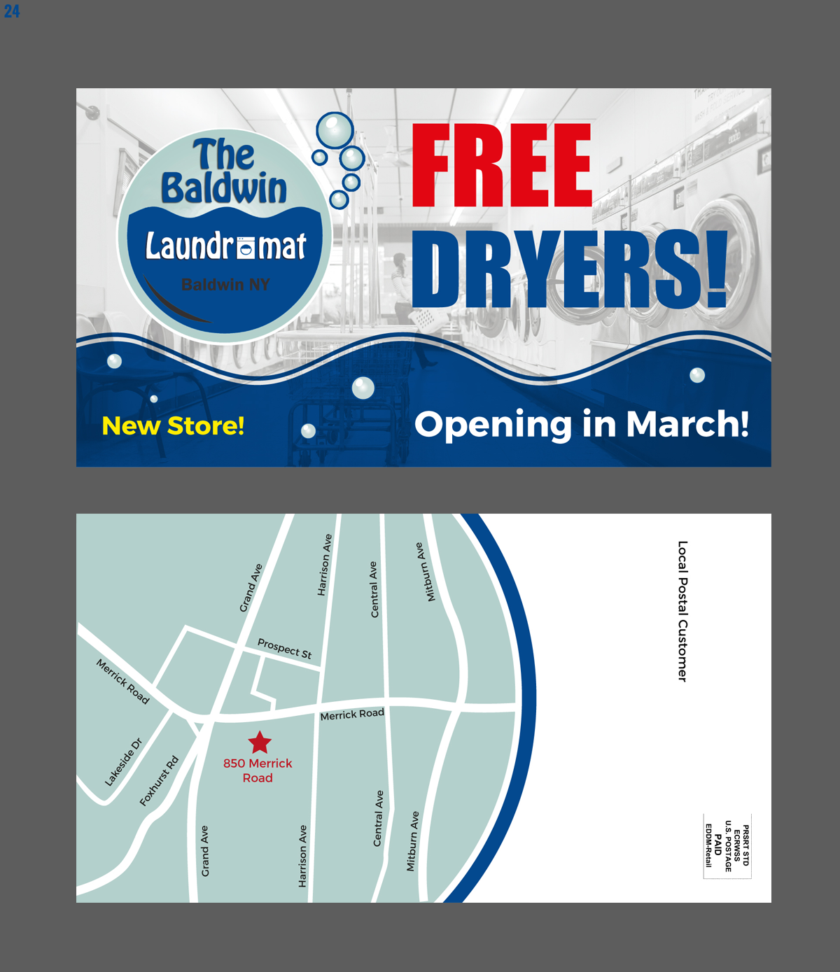 Postcard Design by uniquedesign10 for Tremont Laundry | Design #13589956