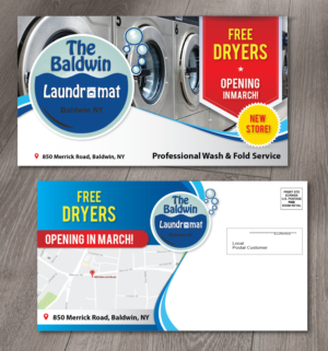 The Baldwin Laundromat - Pre-Opening Marketing Postcard | Diseño de Postal por alex989